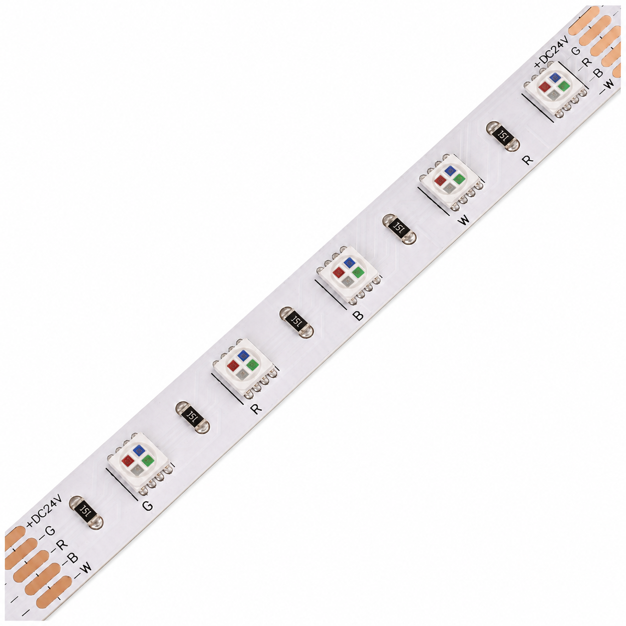 Detail LED čipu 5050 SMD se všemi barvami integrovanými v jednom pouzdru